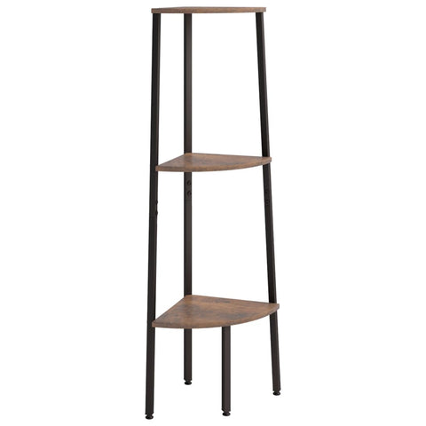 vidaXL 3-Tier Corner Shelf Dark Brown and Black 45.5x31.5x120 cm