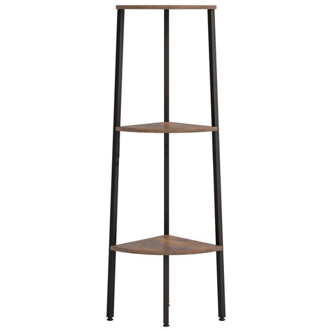 vidaXL 3-Tier Corner Shelf Dark Brown and Black 45.5x31.5x120 cm