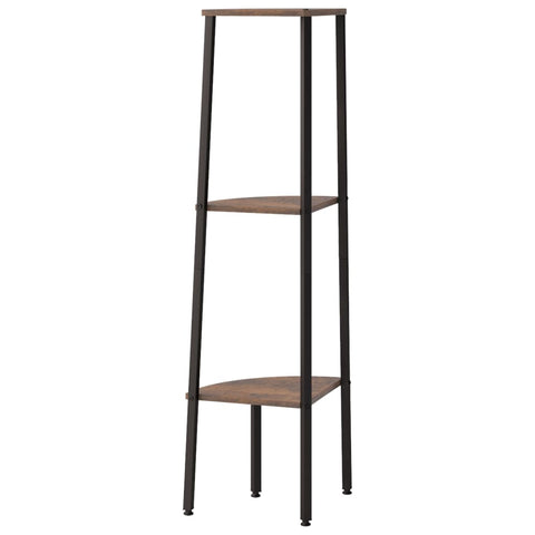 vidaXL 3-Tier Corner Shelf Dark Brown and Black 45.5x31.5x120 cm