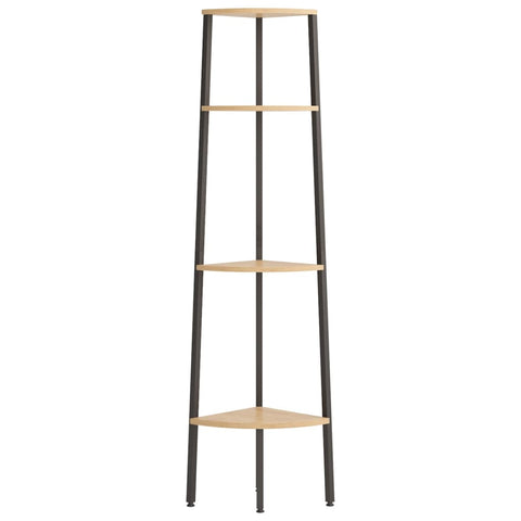 vidaXL 4-Tier Corner Shelf Light Brown and Black 45.5x31.5x150 cm