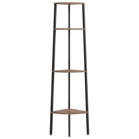 vidaXL 4-Tier Corner Shelf Dark Brown and Black 45.5x31.5x150 cm