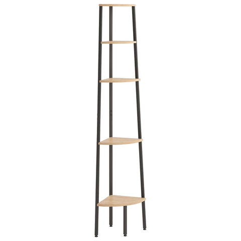 vidaXL 5-Tier Corner Shelf Light Brown and Black 45.5x31.5x180 cm
