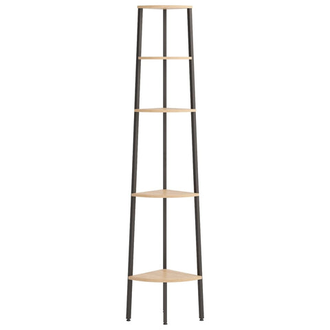 vidaXL 5-Tier Corner Shelf Light Brown and Black 45.5x31.5x180 cm