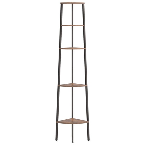 vidaXL 5-Tier Corner Shelf Dark Brown and Black 45.5x31.5x180 cm