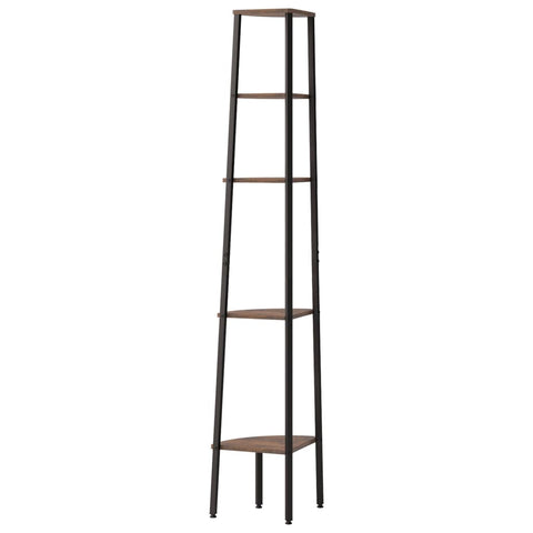 vidaXL 5-Tier Corner Shelf Dark Brown and Black 45.5x31.5x180 cm