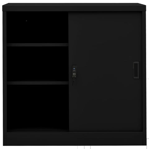 vidaXL Office Cabinet with Sliding Door Black 90x40x90 cm Steel