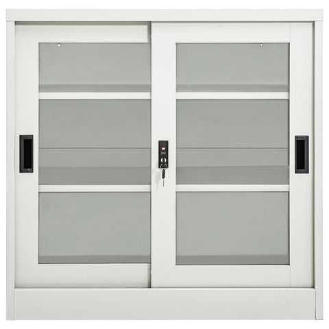 vidaXL Sliding Door Cabinet Light Grey 90x40x90 cm Steel