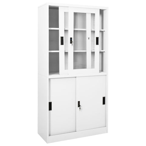 vidaXL Office Cabinet with Sliding Door White 90x40x180 cm Steel