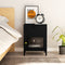 vidaXL Nightstand Black 40x30x54.5 cm Steel and Glass
