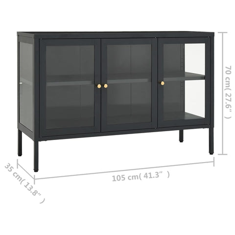 vidaXL Sideboard Anthracite 105x35x70 cm Steel and Glass