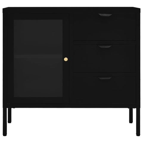 vidaXL Sideboard Black 75x35x70 cm Steel and Tempered Glass