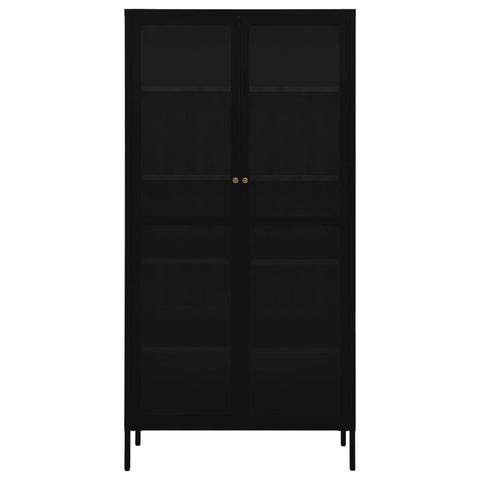vidaXL Display Cabinet Black 90x40x180 cm Steel and Tempered Glass