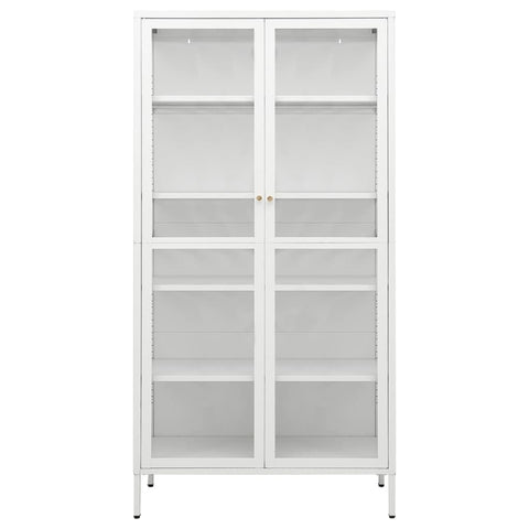 vidaXL Display Cabinet White 90x40x180 cm Steel and Tempered Glass