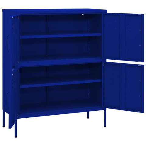 vidaXL Storage Cabinet Navy Blue 80x35x101.5 cm Steel