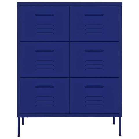 vidaXL Drawer Cabinet Navy Blue 80x35x101.5 cm Steel