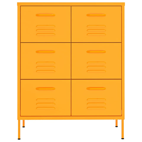 vidaXL Drawer Cabinet Mustard Yellow 80x35x101.5 cm Steel