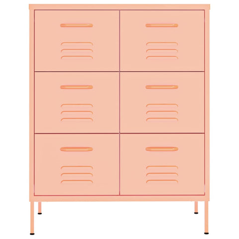 vidaXL Drawer Cabinet Pink 80x35x101.5 cm Steel