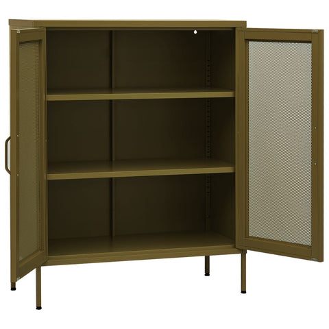 vidaXL Storage Cabinet Olive Green 80x35x101.5 cm Steel