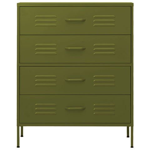 vidaXL Chest of Drawers Olive Green 80x35x101.5 cm Steel