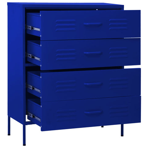 vidaXL Chest of Drawers Navy Blue 80x35x101.5 cm Steel