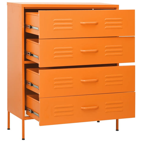 vidaXL Chest of Drawers Orange 80x35x101.5 cm Steel