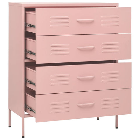 vidaXL Chest of Drawers Pink 80x35x101.5 cm Steel