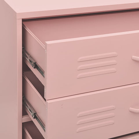 vidaXL Chest of Drawers Pink 80x35x101.5 cm Steel