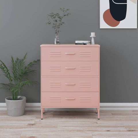 vidaXL Chest of Drawers Pink 80x35x101.5 cm Steel