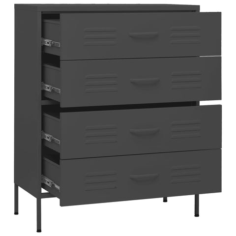 vidaXL Chest of Drawers Anthracite 80x35x101.5 cm Steel