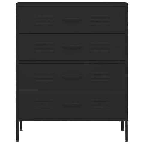 vidaXL Chest of Drawers Black 80x35x101.5 cm Steel