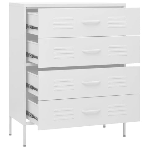 vidaXL Chest of Drawers White 80x35x101.5 cm Steel