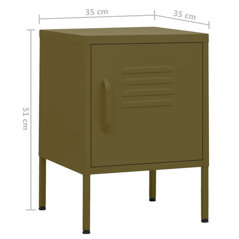 vidaXL Nightstand Olive Green 35x35x51 cm Steel