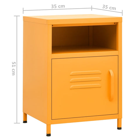 vidaXL Nightstand Mustard Yellow 35x35x51 cm Steel
