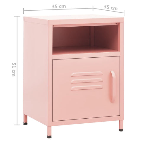 vidaXL Nightstand Pink 35x35x51 cm Steel