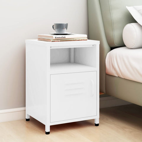 vidaXL Nightstand White 35x35x51 cm Steel