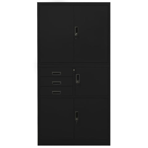 vidaXL Office Cabinet Black 90x40x180 cm Steel