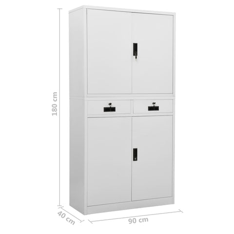 vidaXL Office Cabinet Light Grey 90x40x180 cm Steel