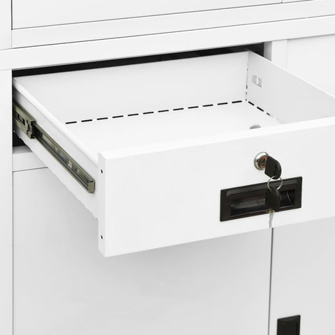 vidaXL Office Cabinet White 90x40x180 cm Steel and Tempered Glass