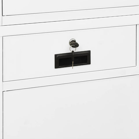 vidaXL Office Cabinet White 90x40x180 cm Steel and Tempered Glass