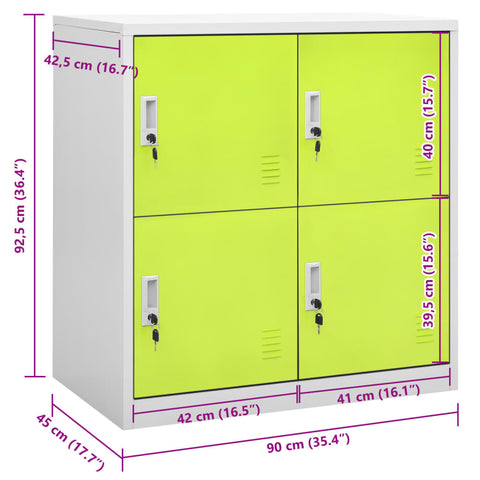 vidaXL Locker Cabinet Light Grey and Green 90x45x92.5 cm Steel