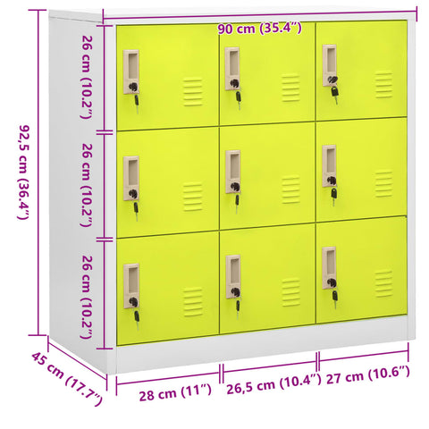 vidaXL Locker Cabinet Light Grey and Green 90x45x92.5 cm Steel