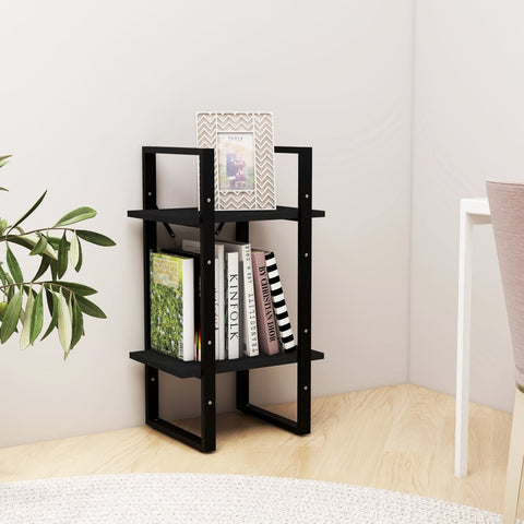 vidaXL 2-Tier Book Cabinet Black 40x30x70 cm Solid Pine Wood