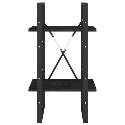 vidaXL 2-Tier Book Cabinet Black 40x30x70 cm Solid Pine Wood