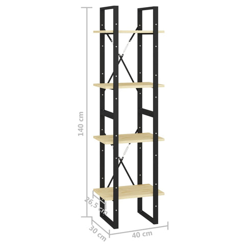 vidaXL 4-Tier Book Cabinet 40x30x140 cm Solid Pine Wood