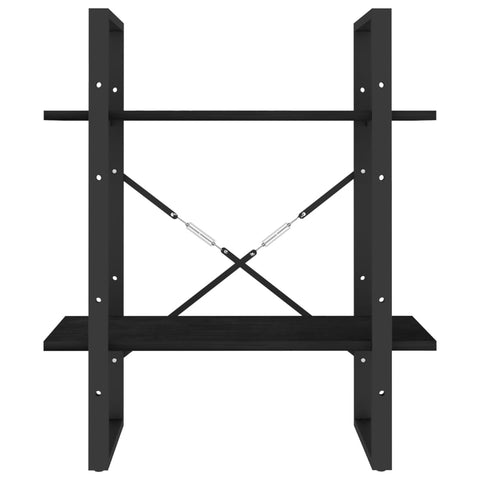 vidaXL 2-Tier Book Cabinet Black 60x30x70 cm Solid Pine Wood