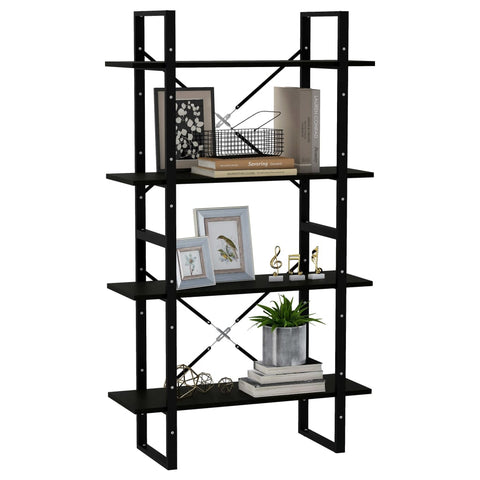 vidaXL 4-Tier Book Cabinet Black 80x30x140 cm Solid Pine Wood