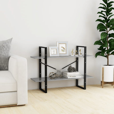 vidaXL 2-Tier Book Cabinet Concrete Grey 100x30x70 cm Engineered Wood