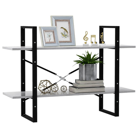 vidaXL 2-Tier Book Cabinet Concrete Grey 100x30x70 cm Engineered Wood