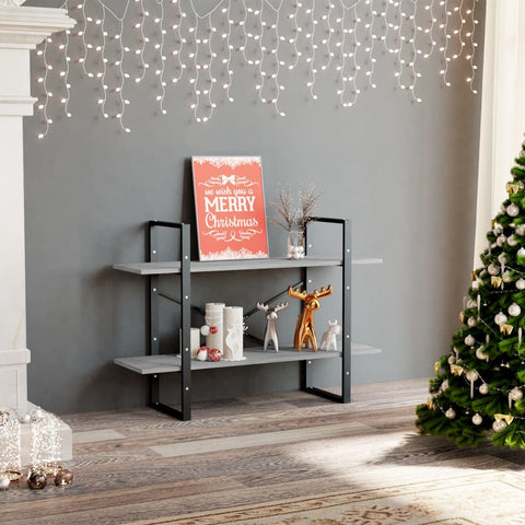 vidaXL 2-Tier Book Cabinet Concrete Grey 100x30x70 cm Engineered Wood