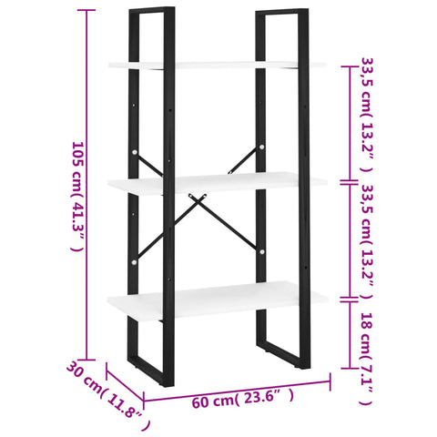 vidaXL Storage Shelf White 60x30x105 cm Engineered Wood